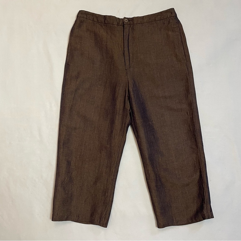 Chico's Design Linen Blend Brown Capri Pants Size 0 US S - Picture 3 of 6